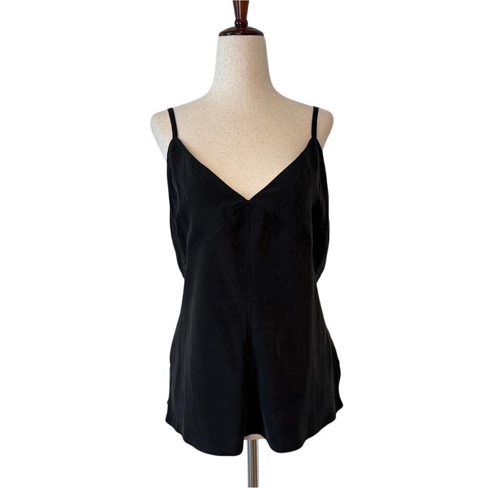 NWT Alex Mill Mia Washed Cupro-Blend Camisole, Rich Black, Women's Large